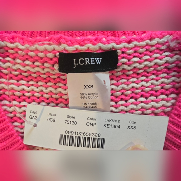 J.Crew Pink And Cream Striped Knit Cable Vneck Sweater Size XXS - Picture 2 of 4